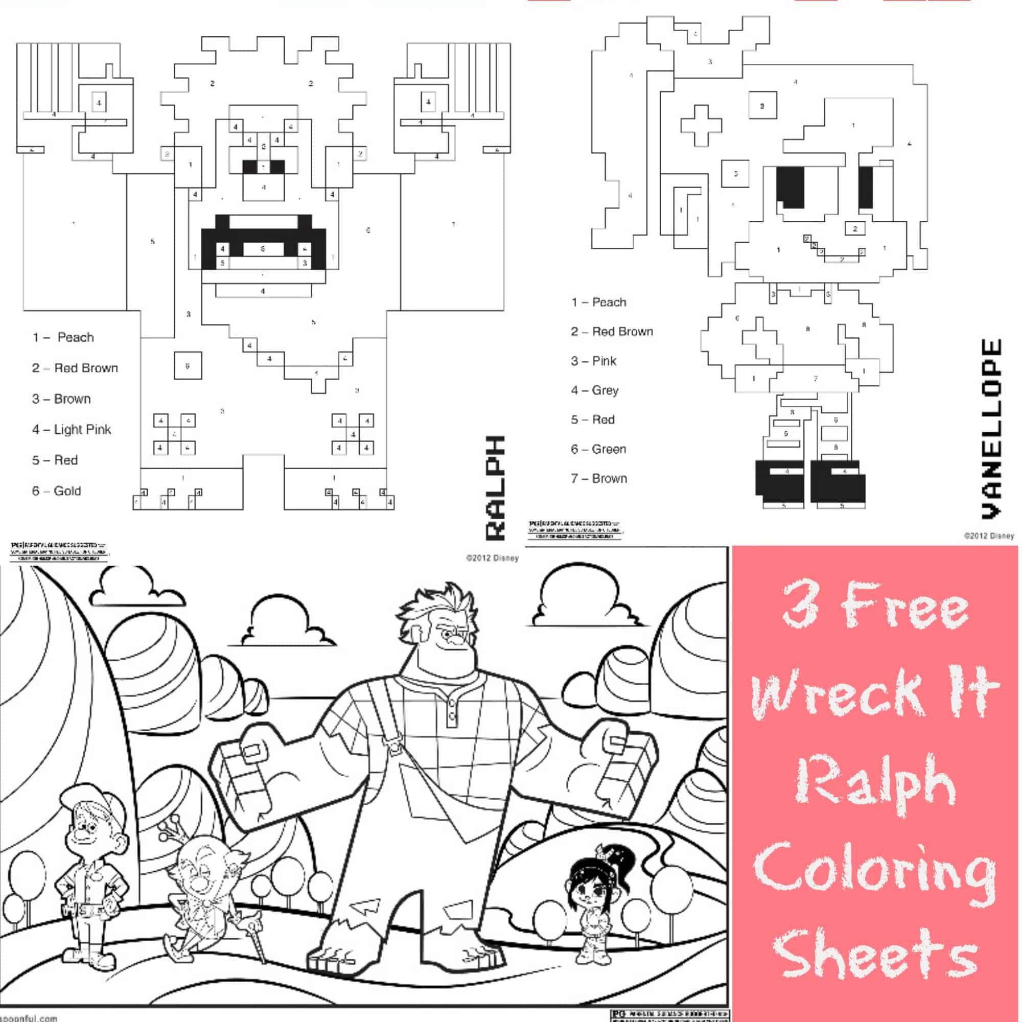 Free printable wreck it ralph coloring sheets