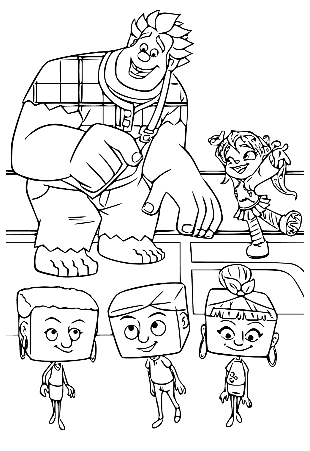 Free printable wreck it ralph characters coloring page for adults and kids