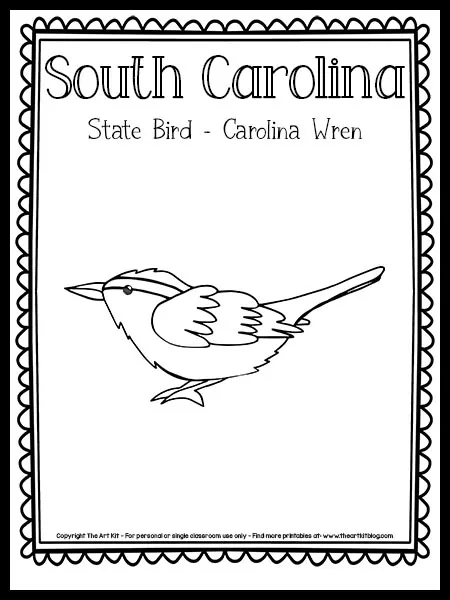 South carolina state bird coloring page carolina wren free printable â the art kit