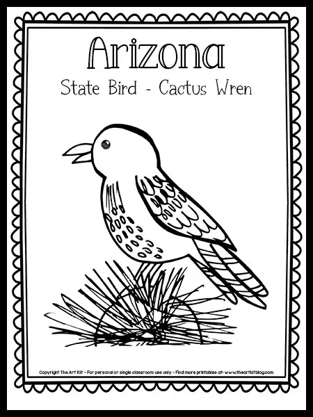 Arizona state bird coloring page cactus wren free printable â the art kit