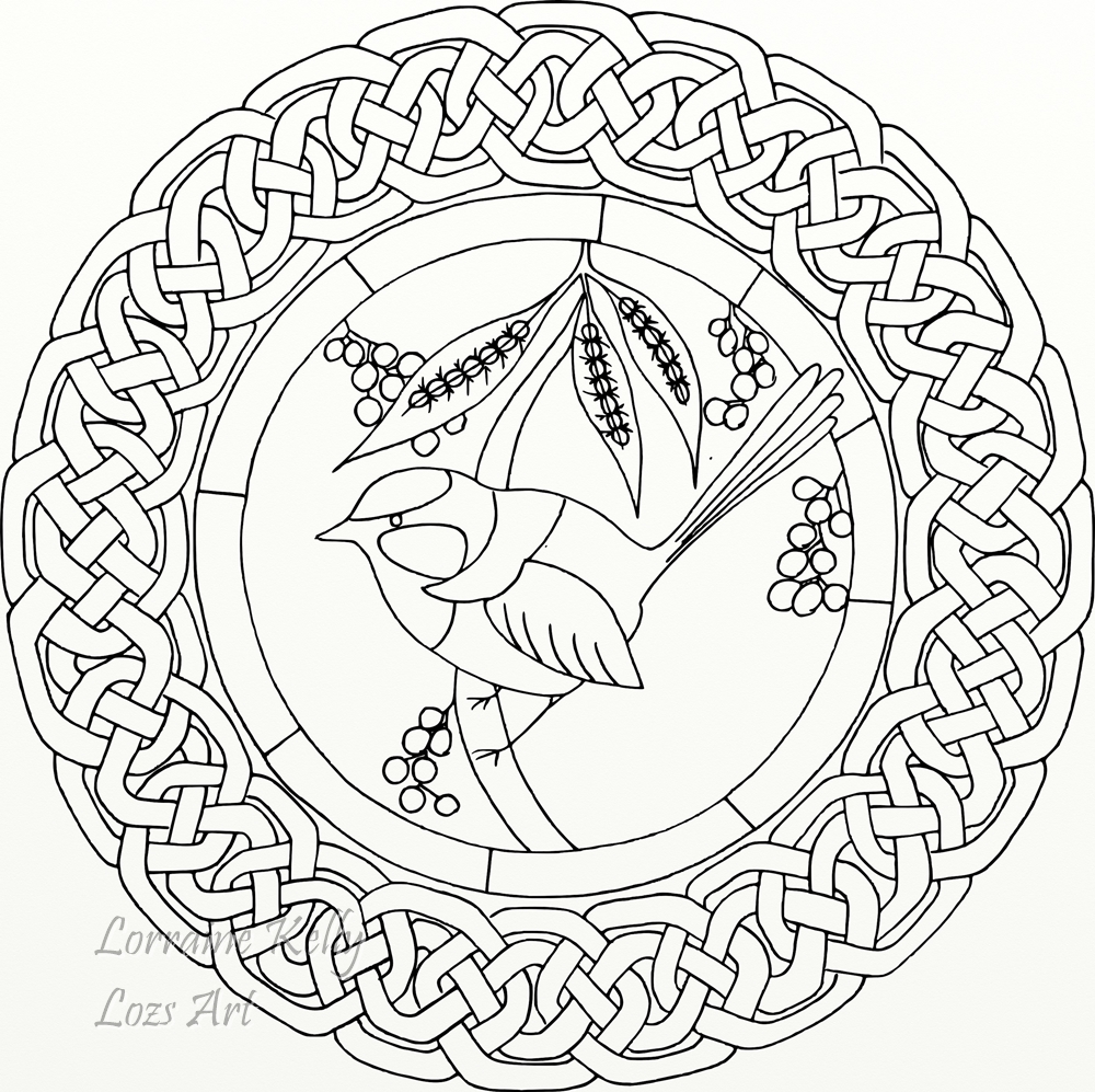 Blue wren celtic knot coloring page by lorrainekelly on