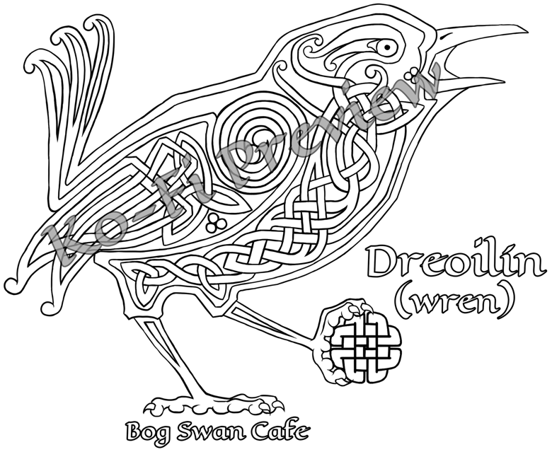 Irish birds knotwork coloring pages