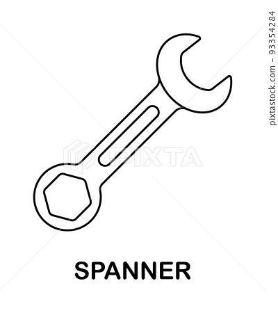 Coloring page with spanner for kids