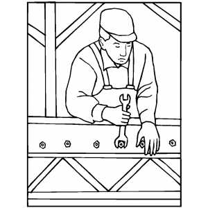 Worker using a wrench coloring page