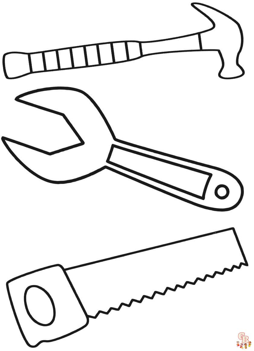 Printable tools coloring pages free for kids and adults