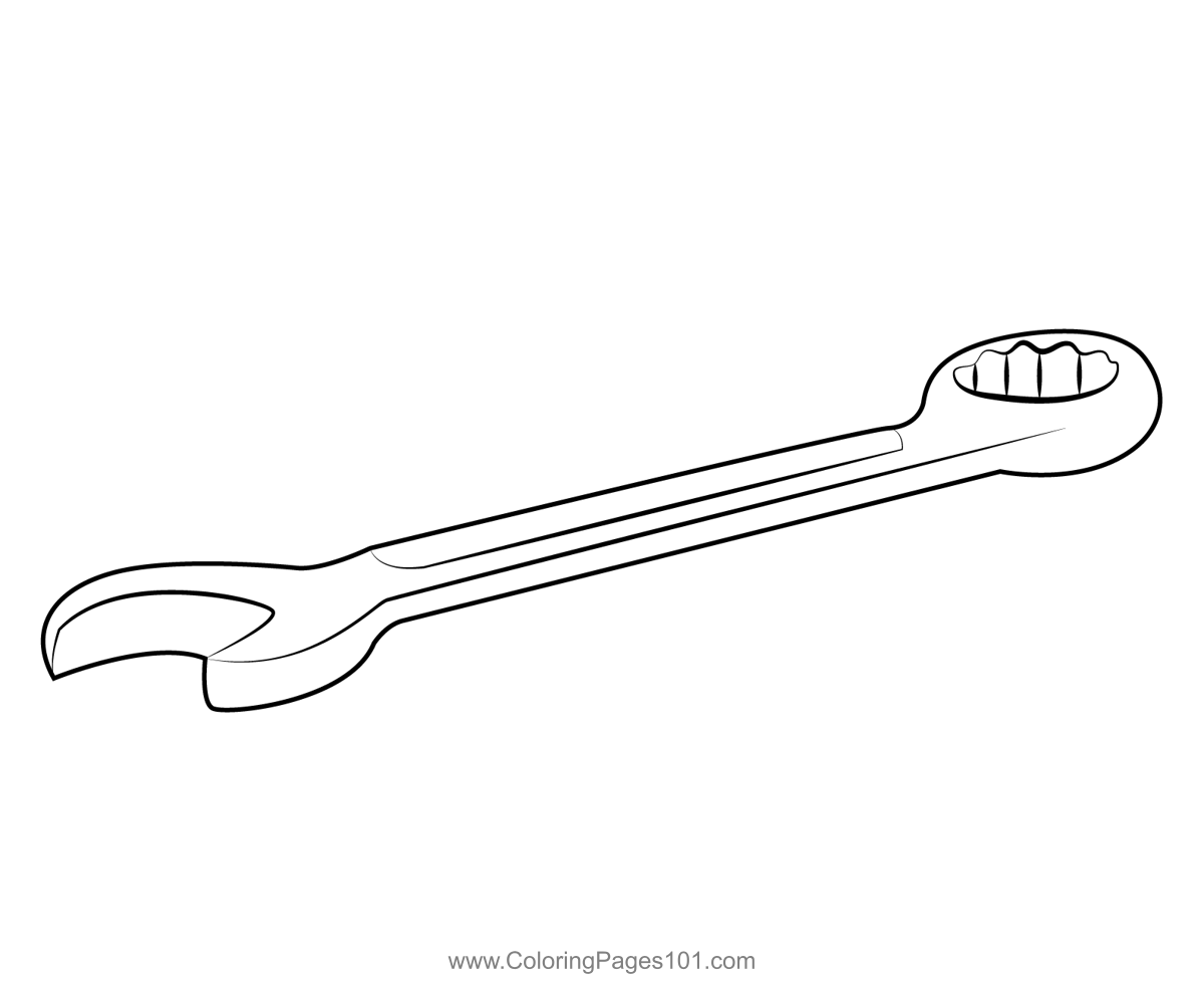 Wrench spanner coloring page for kids