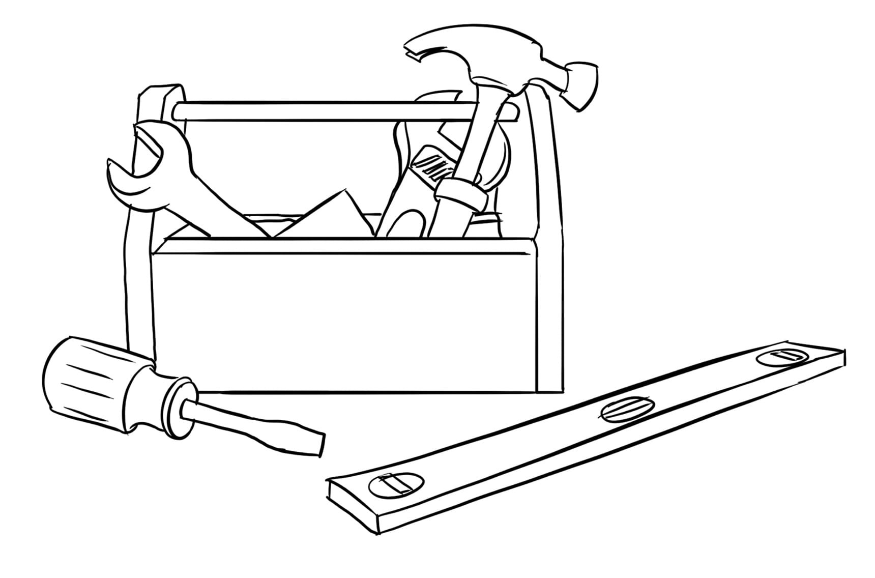 Cartoon tool wrench coloring page