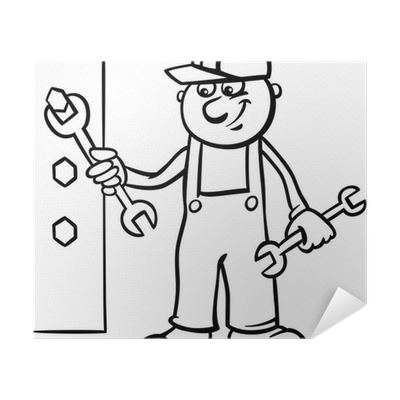 Poster worker with wrench coloring page