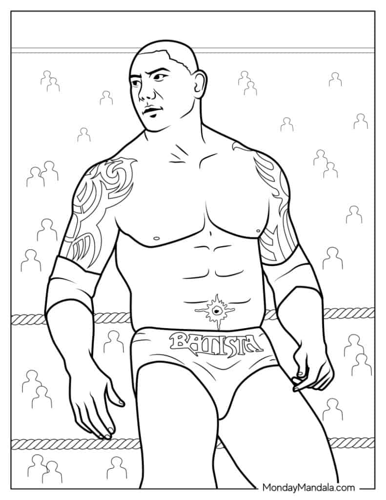 Wrestling wwe coloring pages free pdf printables