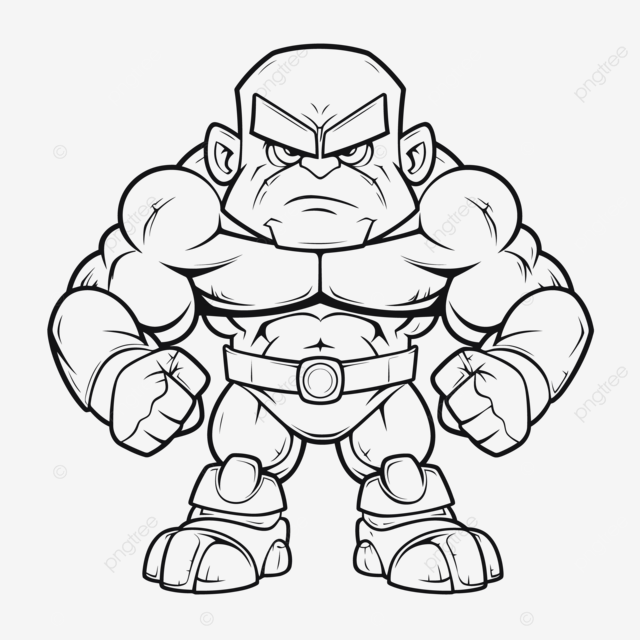 Cartoon of a big muscular wrestler coloring pages outline sketch drawing vector car drawing cartoon drawing wing drawing png and vector with transparent background for free download