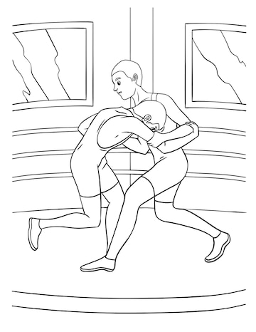 Premium vector wrestling coloring page for kids