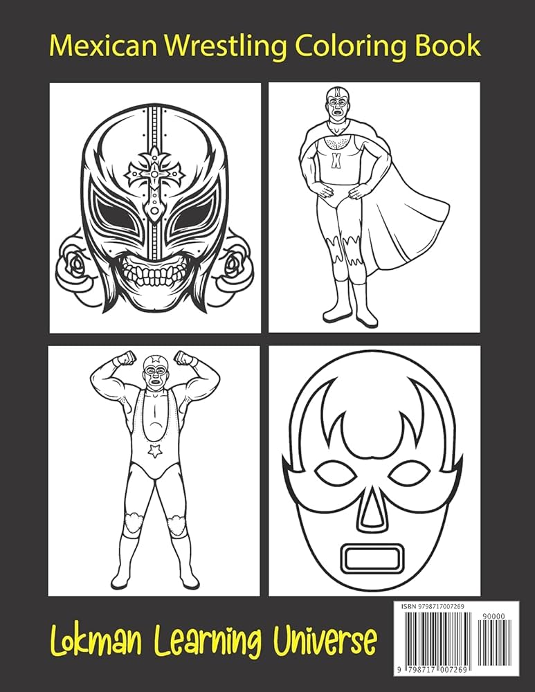 Wrestling coloring book lucha libre beautiful mexican lucha libre wrestling masks illustrations to color birthday christmas halloween thanksgiving easter gift universe lokman learning books