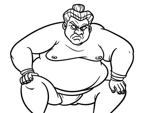 Furious sumo wrestler coloring page