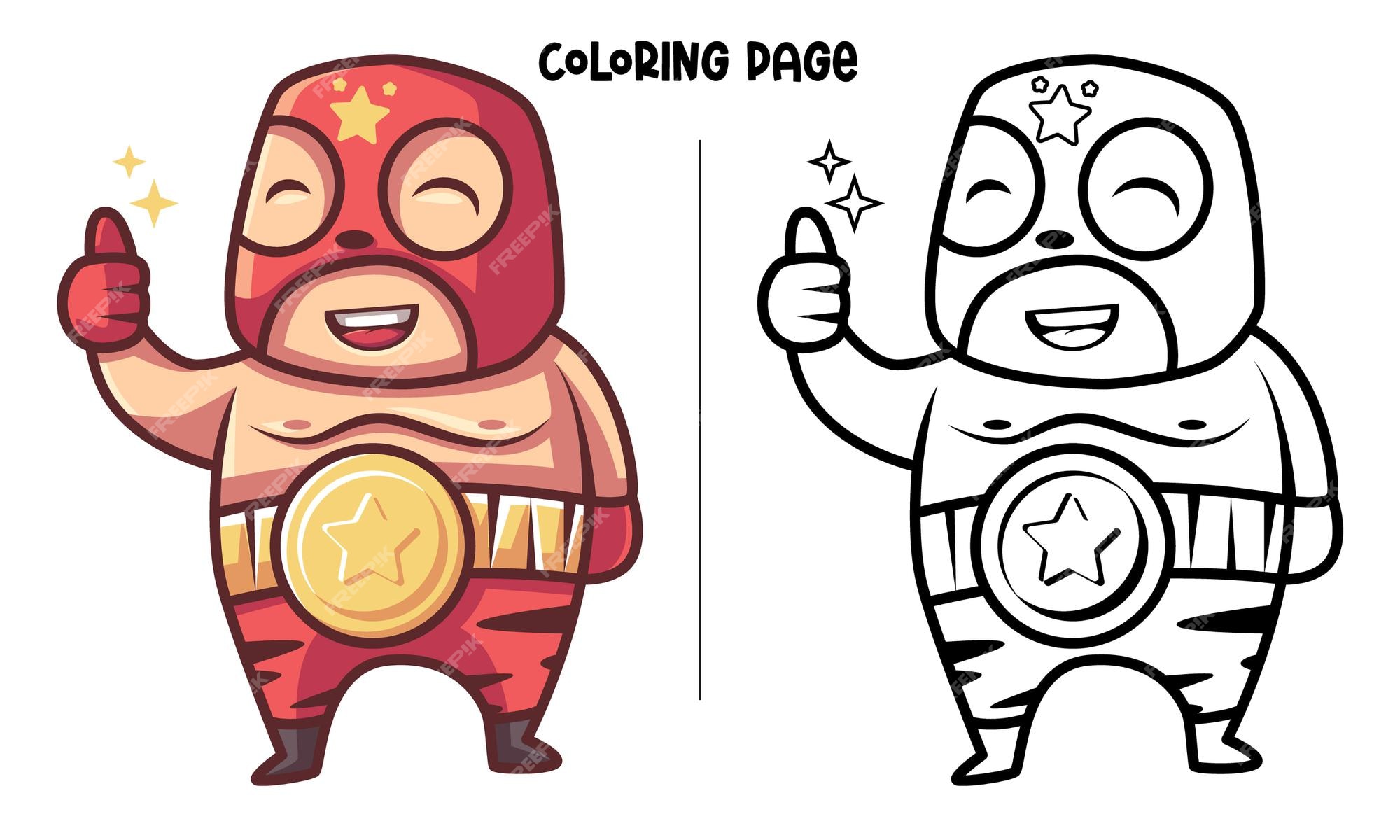 Premium vector the red mask wrestler is the winner