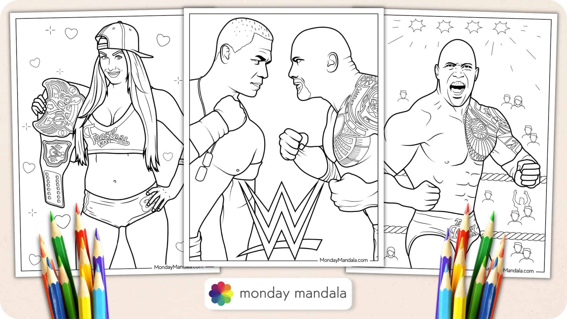 Wrestling wwe coloring pages free pdf printables