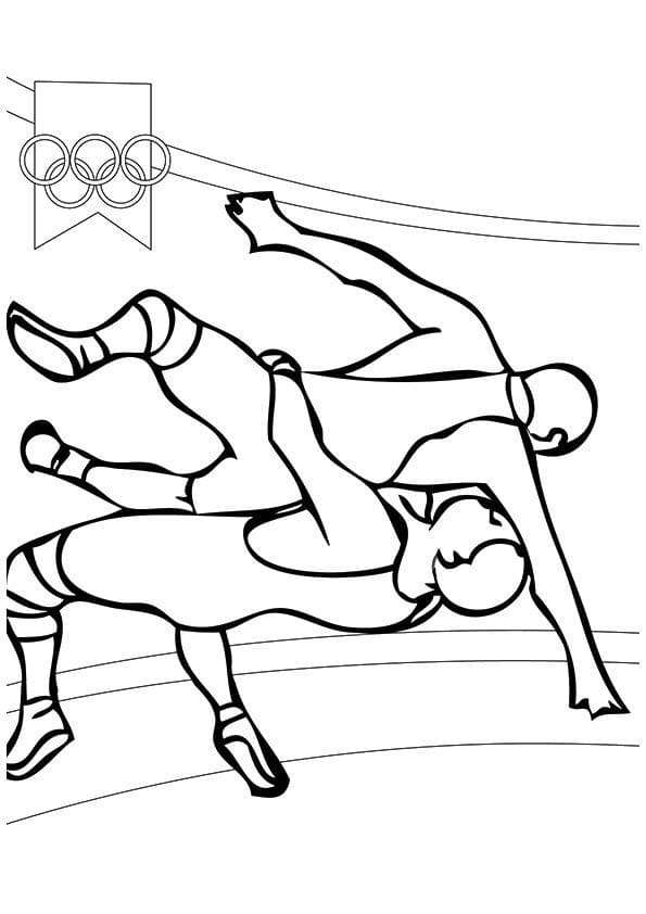 Wrestling olympic coloring page