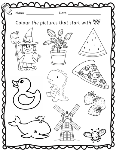 Beginning sounds book with worksheets