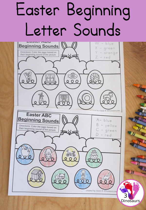 Easter beginning sound coloring printable dinosaurs