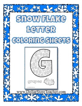 Winter theme writing center snow flake letter coloring pages and pictures