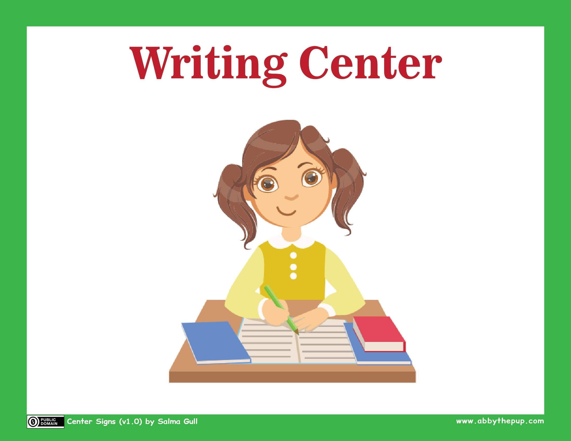 Writing center sign free printable papercraft templates