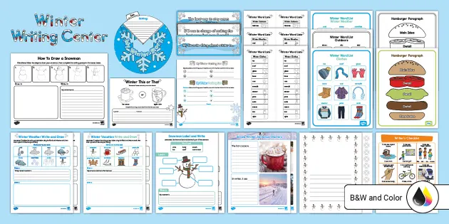 Printable winter worksheets for kindergarten usa