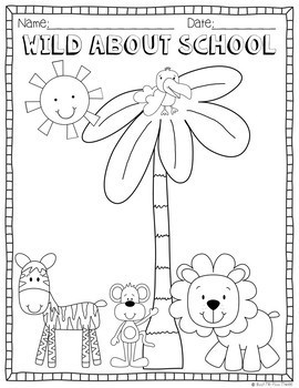 Freebie back to school color page and writing center tpt