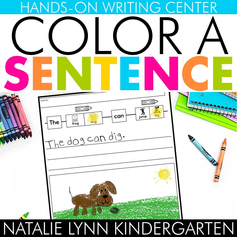 Color a sentence kindergarten sentence building and writing worksheets