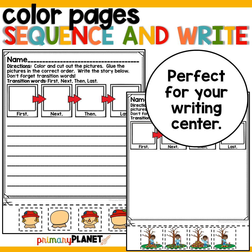 Fall story sequencing worksheets with story sequencing pictures for writing