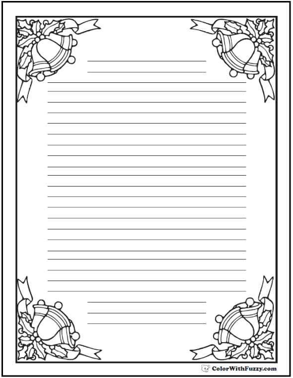 Coloring pages christmas bells writing paper