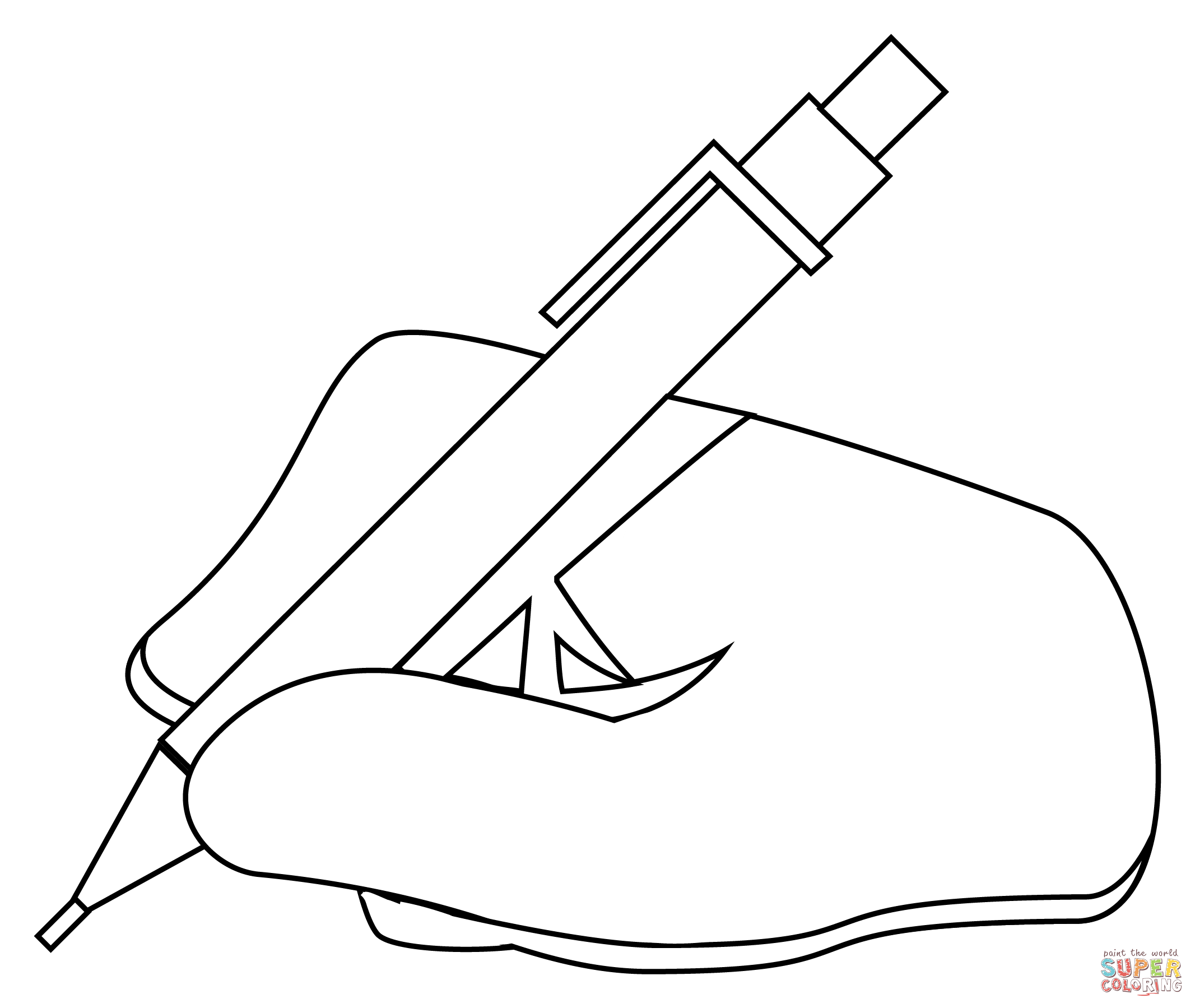 Writing hand coloring page free printable coloring pages