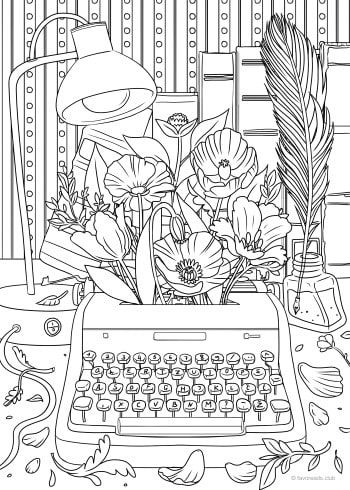 Typewriter â favoreads coloring club writing is creating beauty color this printable sheet fâ free adult coloring pages coloring pages printable adult coloring