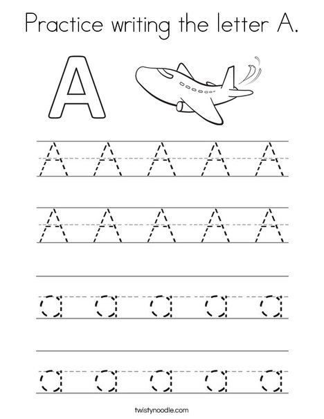 Practice writing the letter a coloring page