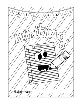 Writing cover coloring page for notebook by dream blossom inspire