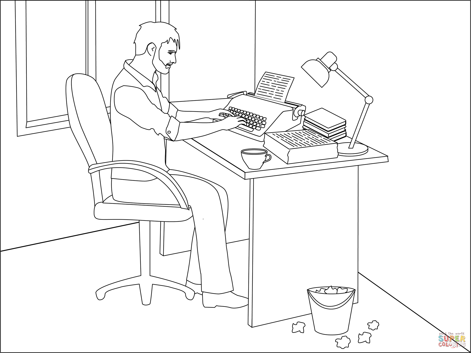 Writer coloring page free printable coloring pages