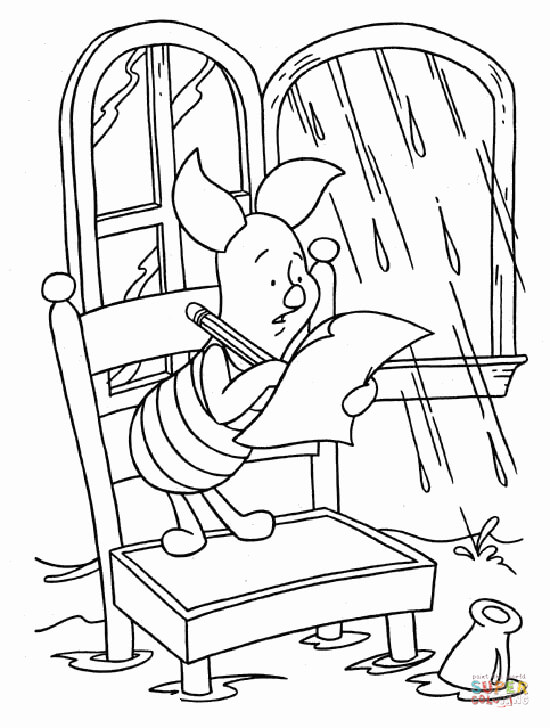 Piglet is writing a letter coloring page free printable coloring pages