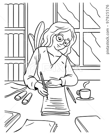 Author coloring page for kids