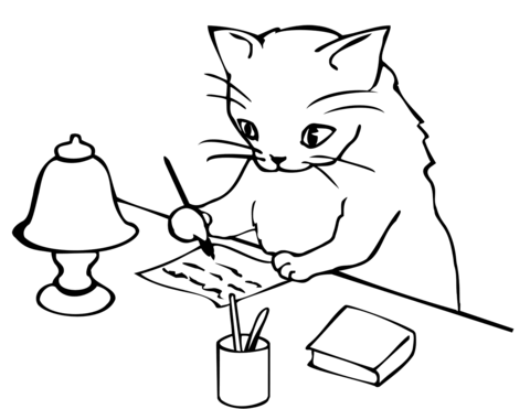 Cat writing a letter coloring page free printable coloring pages