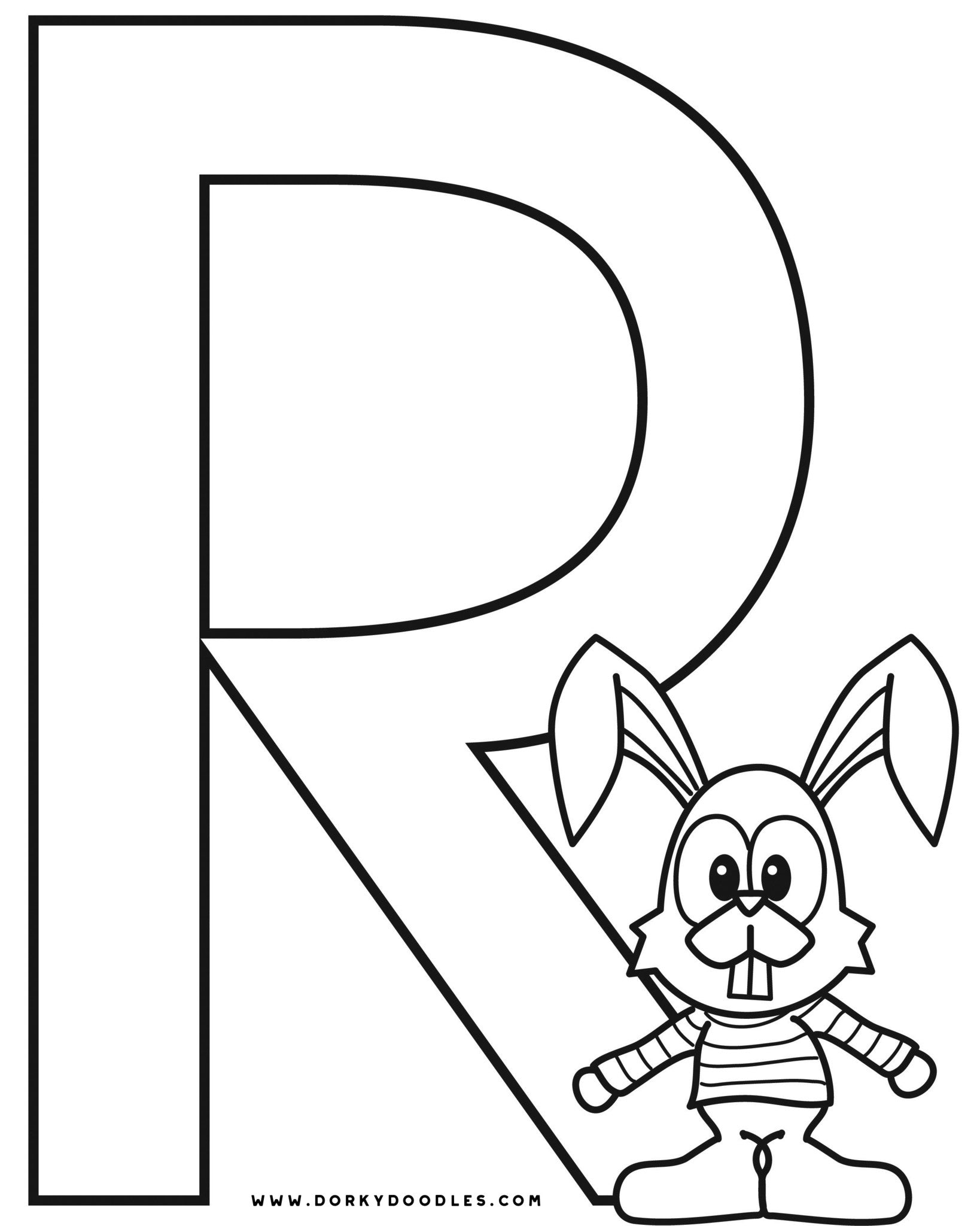 Letter r coloring page and writing practice worksheet â dorky doodles