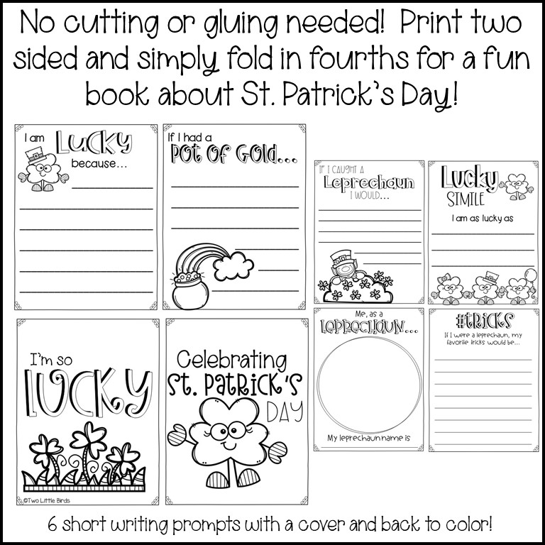 St patricks day activity st pats day writing activity foldable book