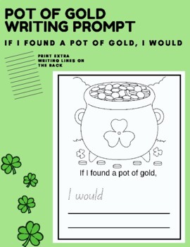 St patricks day writing prompt if i found a pot of gold with coloring page