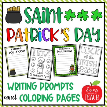 St patricks day â coloring pages â writing prompts tpt