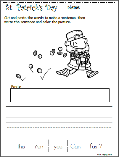 St patricks day mixed up sentence worksheet made by teachers