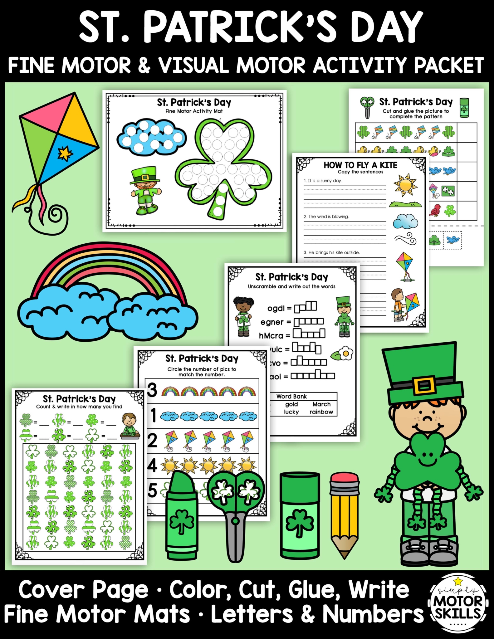 St patricks day fine motor activity packet