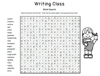 creative writing word search answers