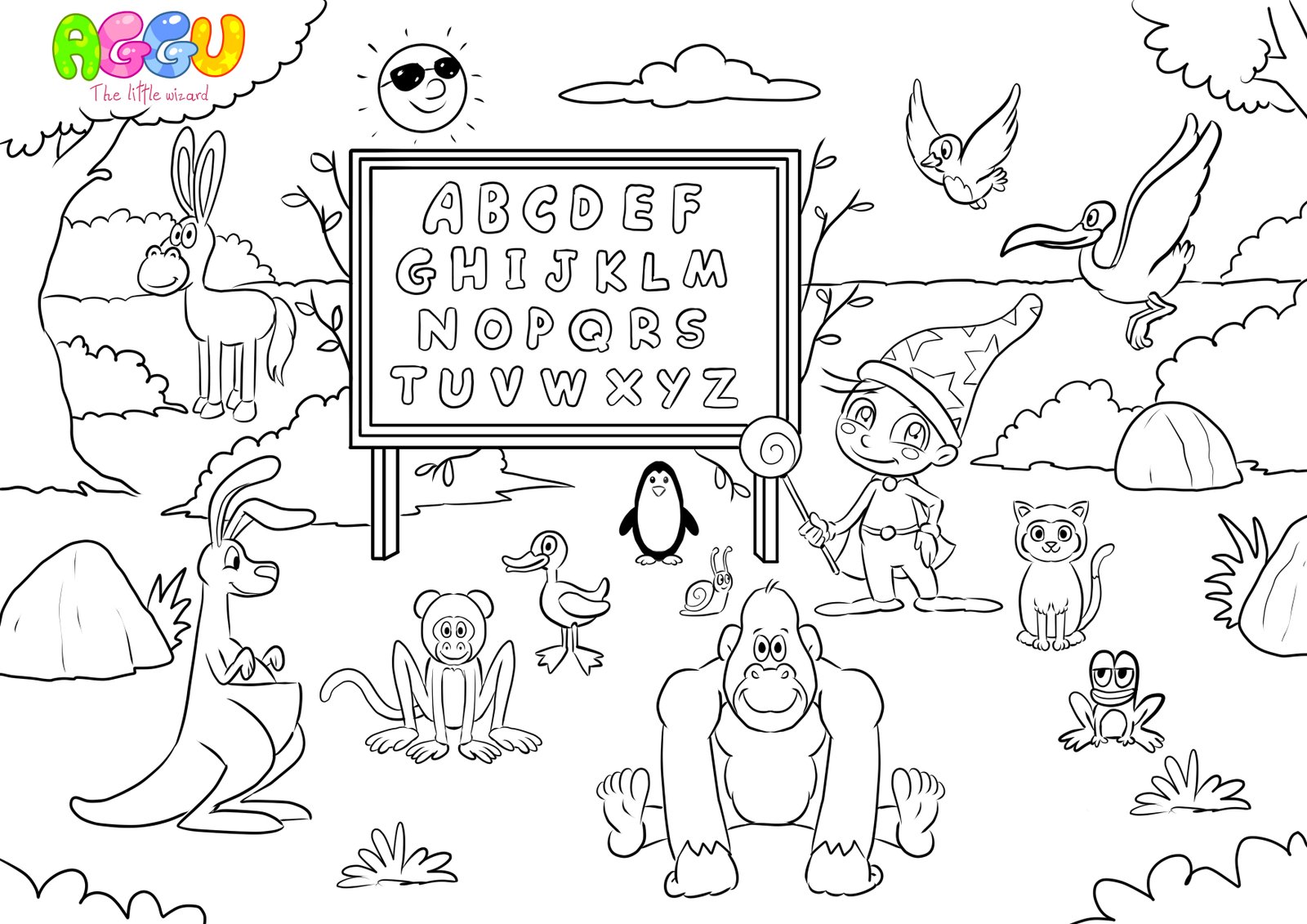 Abc song coloring aggu the little wizard