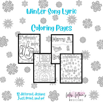 Winter holiday song lyric coloring pages by mrsmainsmusicians tpt