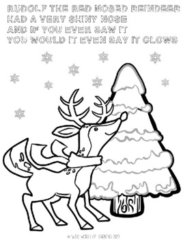 Holiday coloring pages with christmas song lyrics by wild world of learning