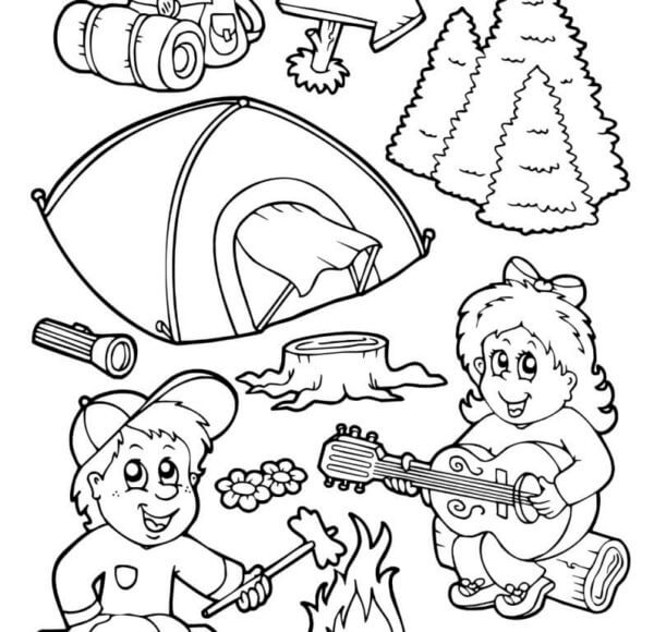 Guitar songs by the fire coloring page