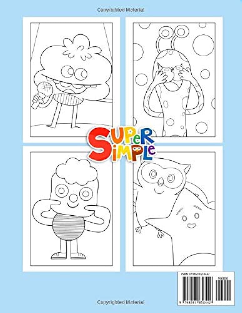 Super simple songs coloring book a flawless coloring book for kids with unique images of super simple songs to kick back and have fun sarmi monica books