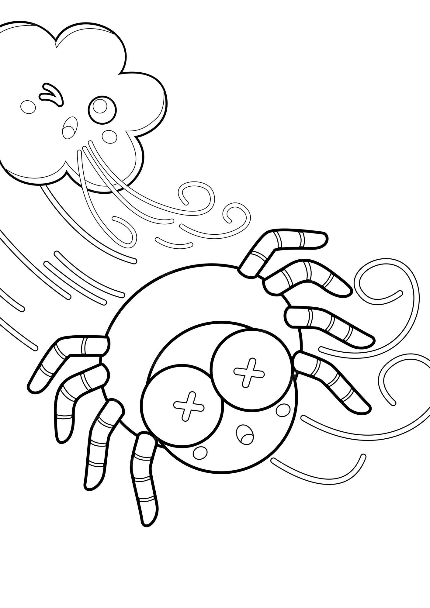 Premium vector itsy bitsy spider from classic song coloring page for kids and adult